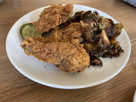 Honey dusted chicken and crispy brussels