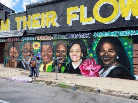 Mural honoring Black leaders on the building at 1334 W. Vliet St.