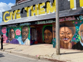 Mural honoring Black leaders on the building at 1334 W. Vliet St.