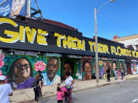 Mural honoring Black leaders on the building at 1334 W. Vliet St.