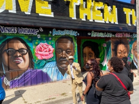 Mural honoring Black leaders on the building at 1334 W. Vliet St.