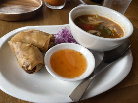 Tom Yum Soup and Potato Egg Roll