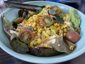 Sweet corn Caesar salad