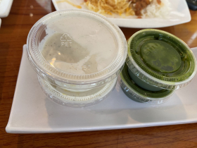 Raiti and cilantro chutney