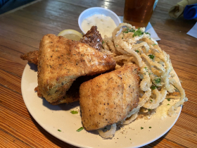 Walleye with coleslaw