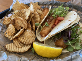 Fish tacos and chips
