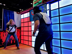 People play Magnetag at Orlando Trade Show.