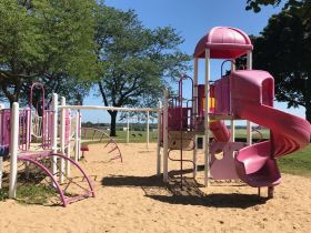 Existing Mitchell Airport Park playground installed in the 1990s.