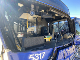 MCTS bus struck by Reckless Driver. Photo by Graham Kilmer.
