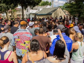 Diverse group of residents coming together