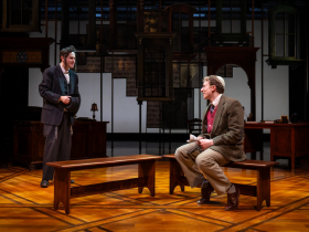 Milwaukee Repertory Theater presents The Chosen in the Quadracci Powerhouse, March 5 – 31, 2024. Pictured: Hillel Rosenshine and Eli Mayer