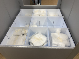 A half-packed crate of historical items at Milwaukee Public Museum