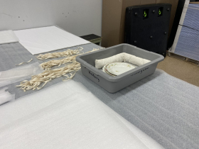 Packing materials including inert foam and cotton twill cloth