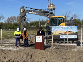 County Executive David Crowley speaks at groundbreaking for new MCDOT North Shop. Photo by Graham Kilmer.