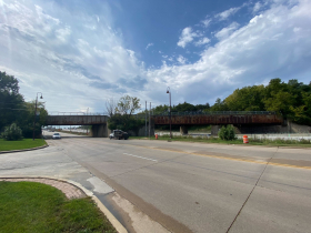 Two Oak Leaf Trail bridges spanning I-43 along The Zip Line. Photo by Graham Kilmer.