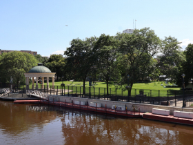 An empty Pere Marquette Park during 2024 RNC