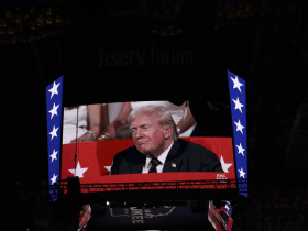 Donald Trump on jumbotron