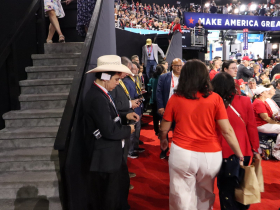 RNC attendee wears an ear-patch like Trump