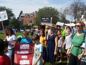 School group at the Climate Strike