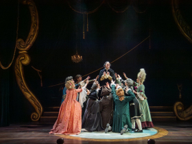 Center Matt Daniels (Antonio Salieri) and cast in Skylight Music Theatre’s production of Amadeus running January 23 through February 8, 20