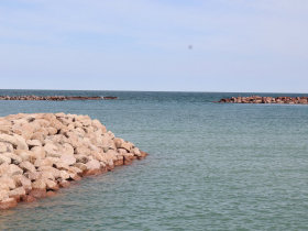 Southern breakwater and marina opening