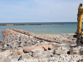 Northern Breakwater on new South Shore Park beach