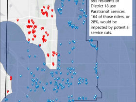 MCTS map of potential paratransit reduction in county board District 18.