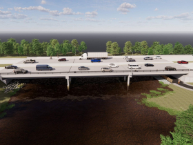 Rendering of proposed trail running under Highway 100