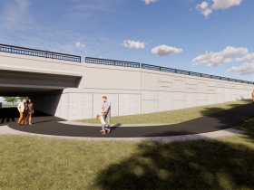 Rendering of proposed trail running under Highway 100