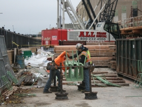 Preparing the rebar.
