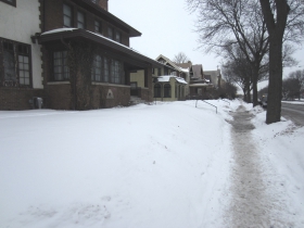 Sidewalk on February 8th, 2014 in front of the Stamper Home.