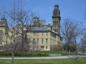 Headquarters Building with Old Main behind