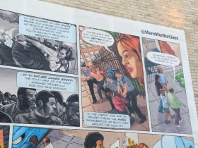 Mural on the side of Grove Gallery, 830-832 S. 5th St.