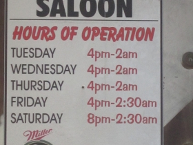 Hours of operation.