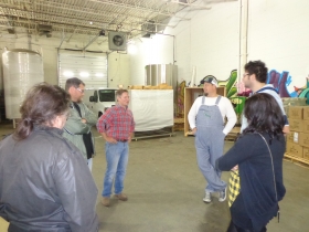 Crowd speaks with Jim McCabe and Mike Brenner about brewing.