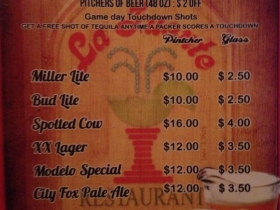 Game Day Happy Hour Menu