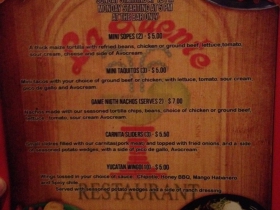 Game Day Happy Hour Appetizer Menu