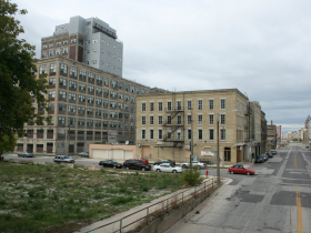 Teweles Seed Tower and 235 S. 2nd St (right) in 2009