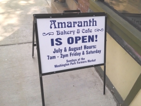 Amaranth Bakery's hours.