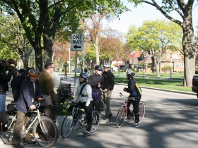 The crowd gathers for the ride.