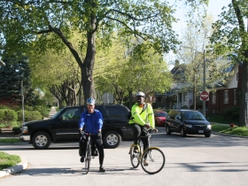 Bicyclists arriving for the ride.