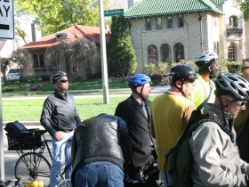 Alderman Nik Kovac getting ready to bike to work.