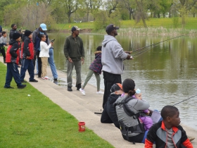 Fishing at Washington Park Pond